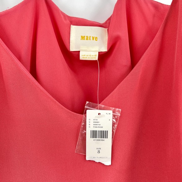 ANTHROPOLOGIE MAEVE Meret Silk Tunic Tank Rose Pink 8 NWT - Picture 9 of 10